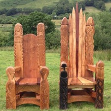 Hand-Carved Viking Throne –