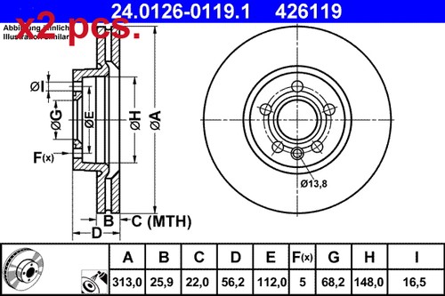 Pcs front brake - x2,