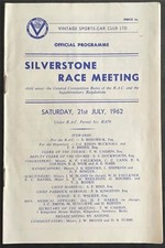 SILVERSTONE 21 Jul 1962 VINTAGE SPORTS CAR CLUB RACE MEETING Official Programme