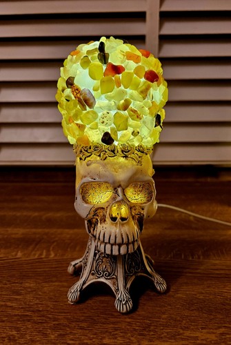 Skull agate table lamp - agate,