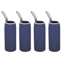 4pcs 65x180mm Water Bottle Sleeve Insulated Bottle Bag Holder Carrier Navy Blue