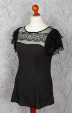 Victorian style heavy lace trim Gothic blouse. UK 12.