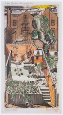 Back Garden Redcliffe Rd London Edward Bawden print in 11 x 14 mount SUPERB