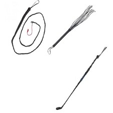 6FT REAL BLACK LEATHER WHIP FANCY DRESS PROP WILD WEST COWBOY CIRCUS GIFT