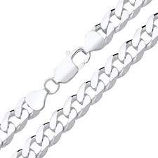 Solid Sterling Silver 925 8mm Heavy Curb Chain 20 22 24 26 30"