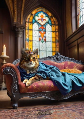 Tabby pussy cat teal cape - tabby,