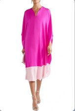 BNWT  REEM ACRA 2 TONE MAGENTA PINK SILK DRAPED KAFTAN CAPE DRESS SZ XS RP £1900