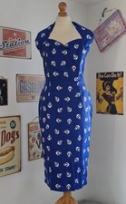 Vivien of Holloway vintage 40's 50’s Style Anchor print pencil wiggle dress 