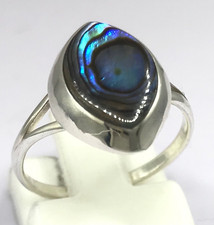 Abalone ring, solid Sterling Silver, UK size L (smallish) paua shell. New.