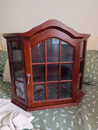 Vintage wood curio cabinet - vintage,
