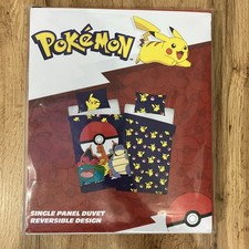 Pokemon Single Duvet Cover Pillowcase Set Reversible Boys Girls Gift Official 
