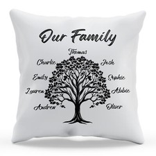 Personalised Family Tree Cushion Cover Mothers Day Mum Custom Names Gift For ...
