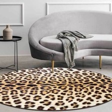 Leopard Print Round Rug Living