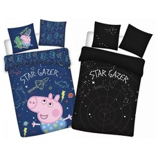 George Pig Star Gazer Glow Toddler Junior Cot Bed Duvet Cover Bedding Set