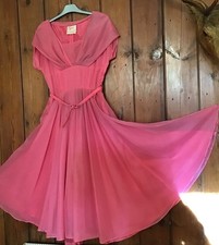 Deep Pink Flared Sheer Vintage