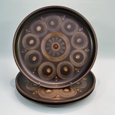 Vintage Denby Arabesque 3 Dinner Plates Gill Pemberton 60's 70's Retro Dining