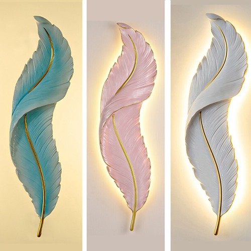 Led feather wall lamp resin - lamp,