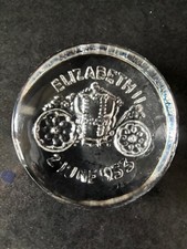 Queen Elizabeth 11 Heavy Glass Coronation Paperweight 2nd June 1953
