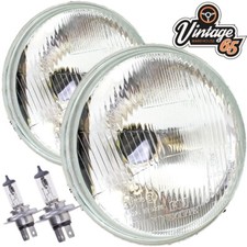 Classic Car 7" Flat Lens H4 Halogen Headlight Headlamp Conversion Bulb + Pilot