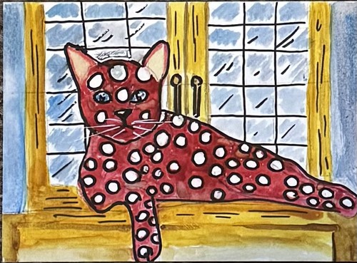 Aceo original watercolour cat - aceo,