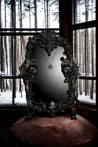 Black demon mirror large - black,