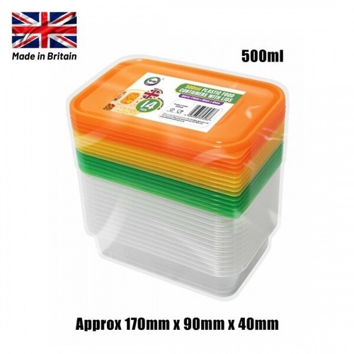 14pc 500ml plastic containers - plastic,