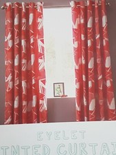 NEXT Children Red Geo Star Print Blackout Thermal Eyelet Curtains 168 (W)x137cm