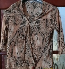 Berketex Women's Crinkle Animal Print False Camisole Insert Blouson Top 14