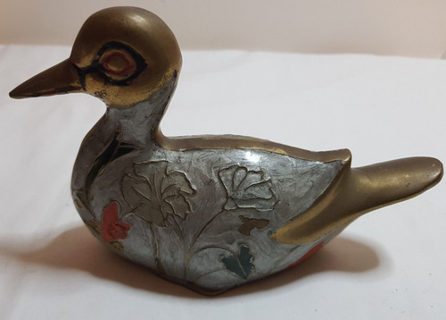 Vintage brass enamel - &, duck