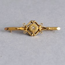 Wear Or Scrap 15ct GOLD BROOCH (Hallmarked) with DIAMOND (Tested) - Victorian