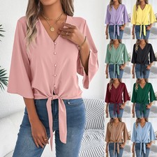 Women's Button V Neck Summer