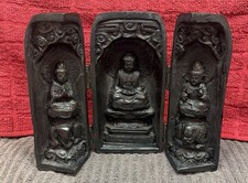 Vtg carved wooden buddha - vtg,