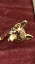 9ct Yellow Gold 375 Fox Head Stick Pin - Made in England with Box - 1.38gm, 5cm