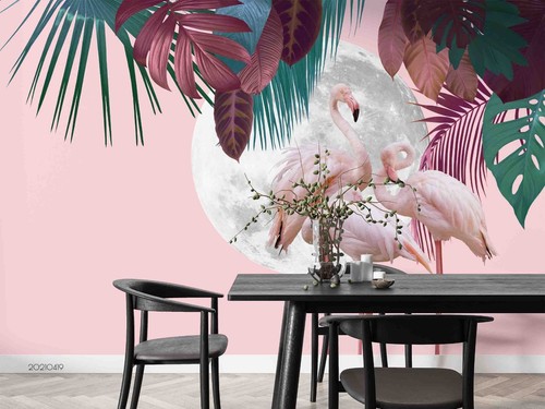 Tropical flamingo moon - tropical,