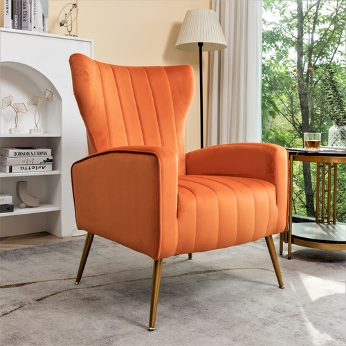 Velvet accent chair with - chair, metal