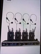 D Debra D-440 UHF 4 Channel Wireless Lavalier Headset System with 4 Cordless Mic