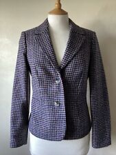 PURE COLLECTION WOOL GREY MIX TWEED CHECKED COUNTRY JACKET BLAZER SIZE UK 12