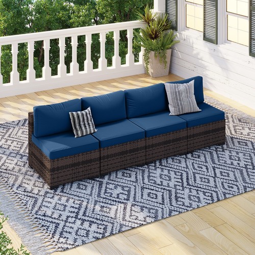 Piece brown rattan sofa set - ,