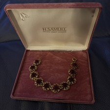  Stage Gold Plates Red Rose Link Bracelet 60’s / 70’s H Samuel 8” No Reserve 