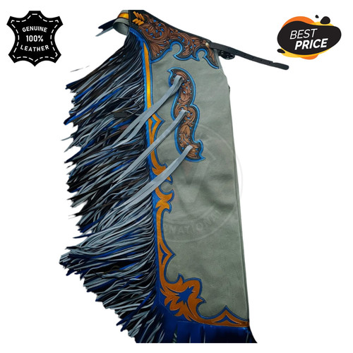Hand tooled grey - leather, rodeo
