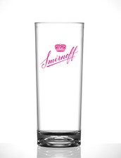 HIBALL 12oz CLEAR PRINTED SMIRNOFF  X 8 UNBREAKABLE PARTY GLASSES - PACK OF 8