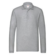Fruit of the Loom Premium Long Sleeve Polo Shirt - 100% Cotton S-3XL - 8 Colours