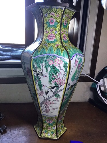 Antique enamel vase china - vase,