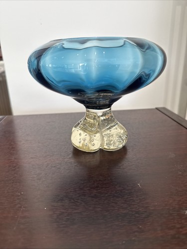 1960 blue glass stemmed - 1960’s,