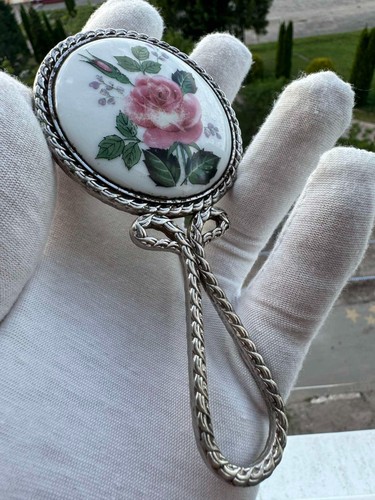 Antique hand mirror with - hand,