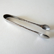 Antique Sterling Silver Sugar Tongs Twist Design Full Hallmarks Sheffield 1890