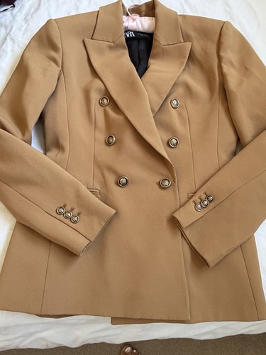 Zara camel tan double breasted - tan,