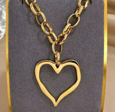 18K Zara Plated Chunky Gold new links large heart necklace chain pendant sale