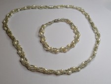 Cultured Freshwater Pearl Necklace Bracelet Set Real Pearl 387