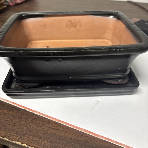 Vtg black glazed - terra, cotta